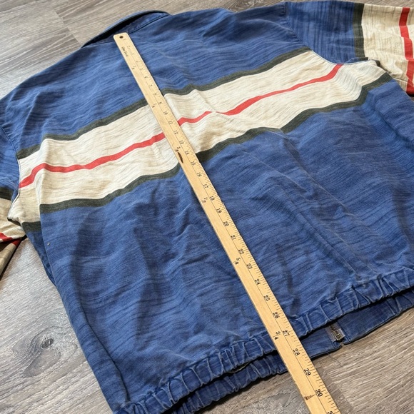 Polo Ralph Lauren Vintage XL Blue White Striped Harrington Zip Jacket rare - Picture 7 of 8